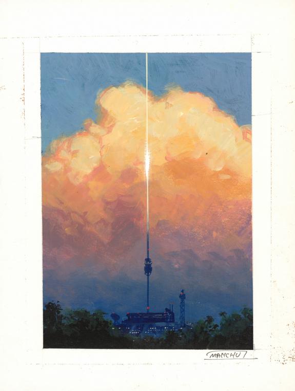 Manchu - Pochade de la couverture de Bifrost 02, d'apr&egrave;s A. 