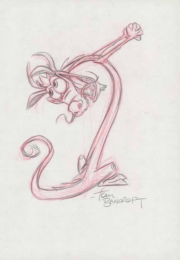 Tom Bancroft  - Crayonn&eacute; original de design de Mushu pour le