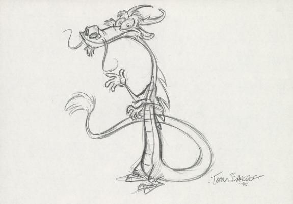 Tom Bancroft  - Crayonn&eacute; original de design de Mushu pour le