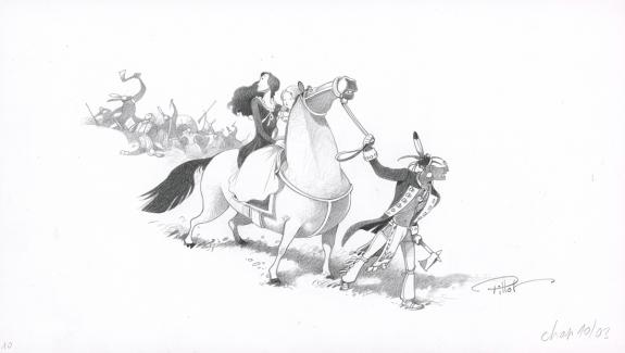 Fr&eacute;d&eacute;ric Pillot - Le Dernier des Mohicans, Crayonn&eacute; original