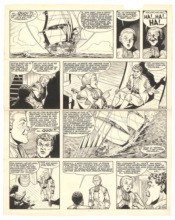 Victor Hubinon - Barbe-Rouge, D&eacute;fi au Roy, Planche originale