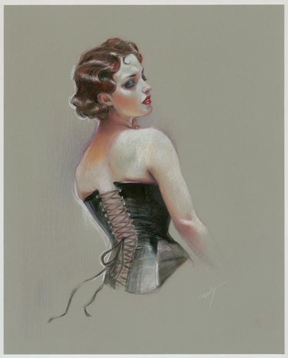 Maly Siri - Pin-up Art, Ivory Skin and Black Corset, illustr