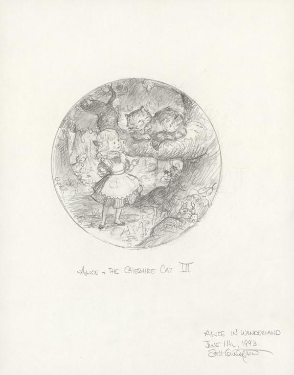 Scott Gustafson - Crayonn&eacute; original " Alice and the Cheshire