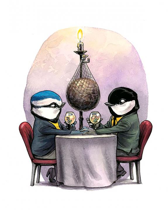 Guznag - Illustration originale - d&icirc;ner aux chandelles 