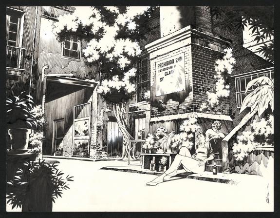 Roger - Jazz Maynard, Illustration in&eacute;dite intitul&eacute;e "Patio 