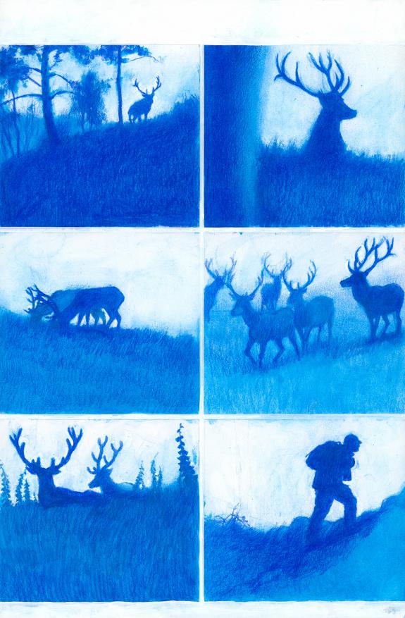 Gaetan Nocq - Les Grands Cerfs, Planche originale n&deg;153, par