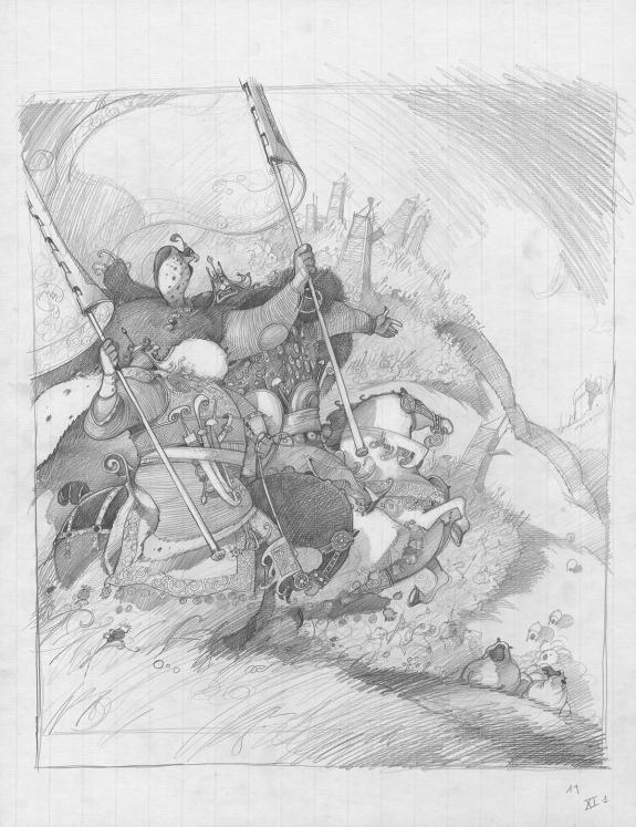 Fr&eacute;d&eacute;ric Pillot - Orlando Furioso, Crayonn&eacute; original chapitr