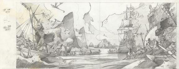 Fr&eacute;d&eacute;ric Pillot - Crayonn&eacute; pr&eacute;paratoire original r&eacute;alis&eacute; sur