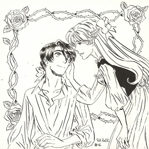 Patricia  Lyfoung  - La Rose &eacute;carlate , Illustration origina