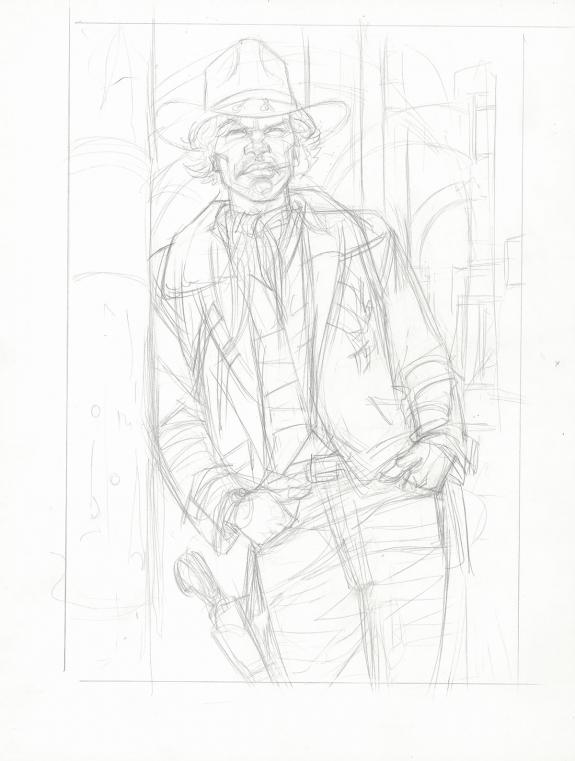 Jean-Pierre Gibrat - Crayonn&eacute; original, hommage &agrave; Blueberry