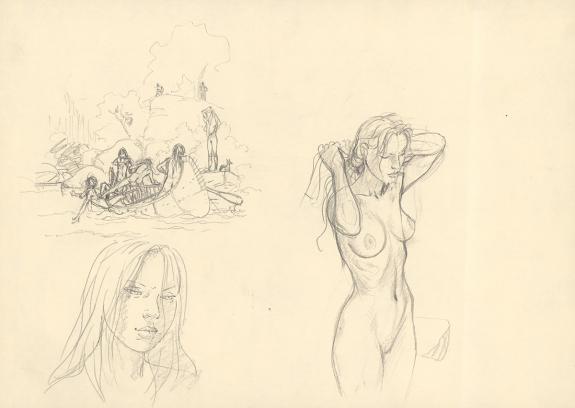 Andr&eacute; Juillard - Plume aux Vents, L'Oiseau-Tonnerre, Crayonn