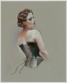 Maly Siri - Pin-up Art, Ivory Skin and Black Corset, illustr